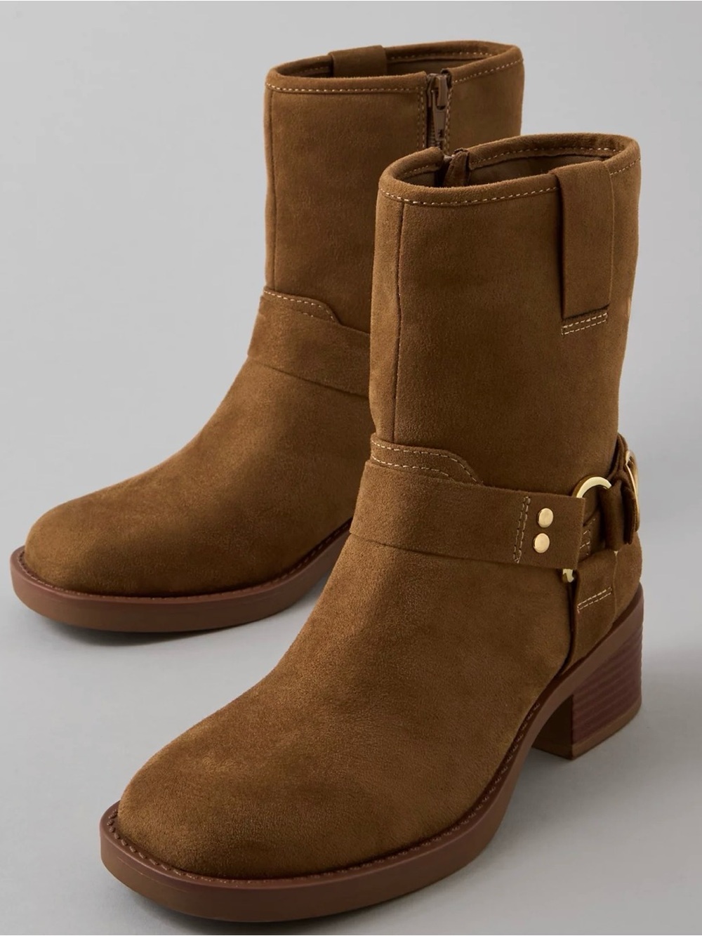 Brand New American Eagle Women’s Tan short moto suede Boots size 7